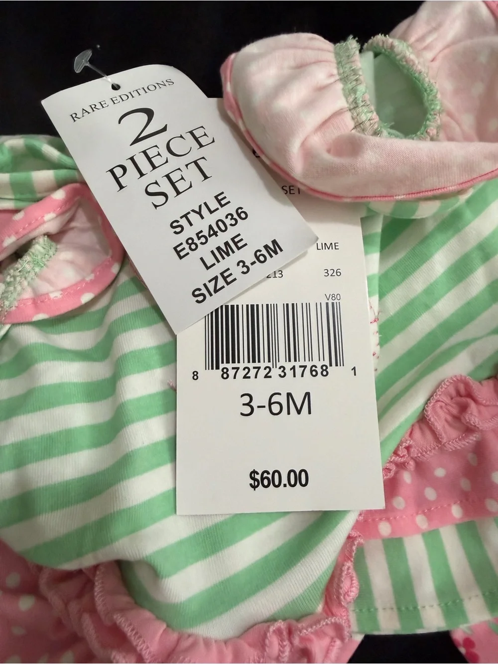 Rare Editions Lime Green and Pink Girls 2-Piece Pajama Set